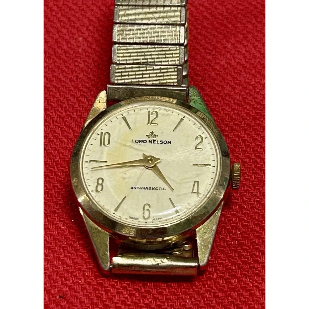 Vintage 1950's Lord Nelson Men's Mechanical Watch Swiss Made 1 Jewel Diamond Tol